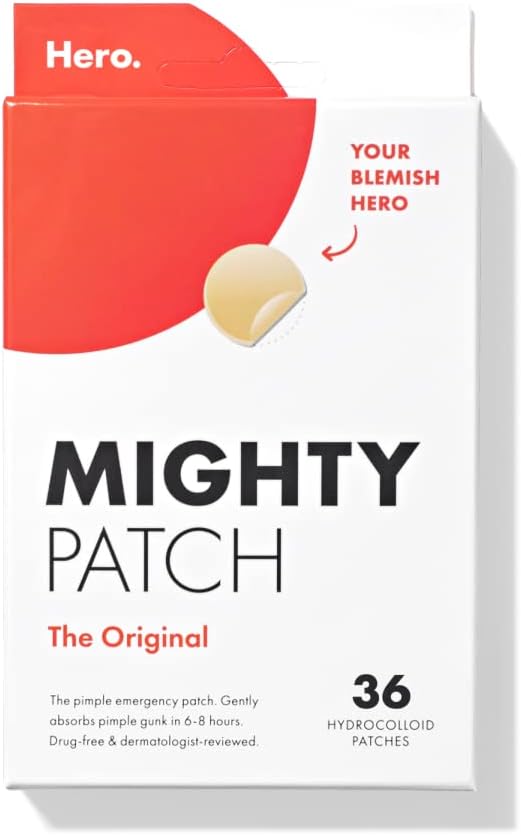 Mighty Patch Original from Hero Cosmetics - Medical-grade Hydrocolloid Pimple Patch, Nightime blemish patch, wake up to clearer looking skin, suitable for sensitive skin (36 Count)