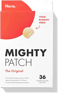 Mighty Patch Original from Hero Cosmetics - Medical-grade Hydrocolloid Pimple Patch, Nightime blemish patch, wake up to clearer looking skin, suitable for sensitive skin (36 Count)