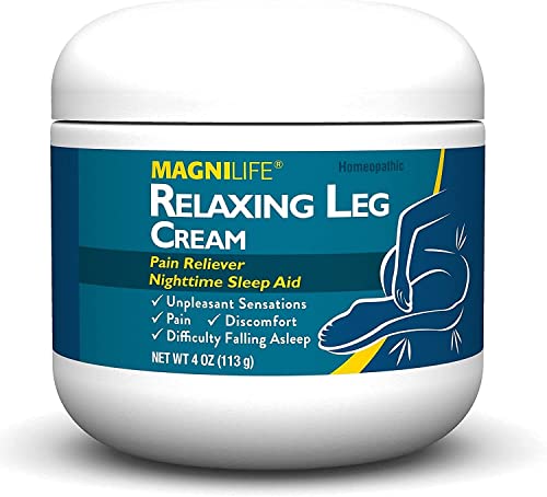 MagniLife Relaxing Leg Cream PM, Deep Penetrating Topical for Pain and Restless Leg Syndrome Relief, Naturally Soothe Cramping, Discomfort, and Tossing with Lavender and Magnesium - 4oz