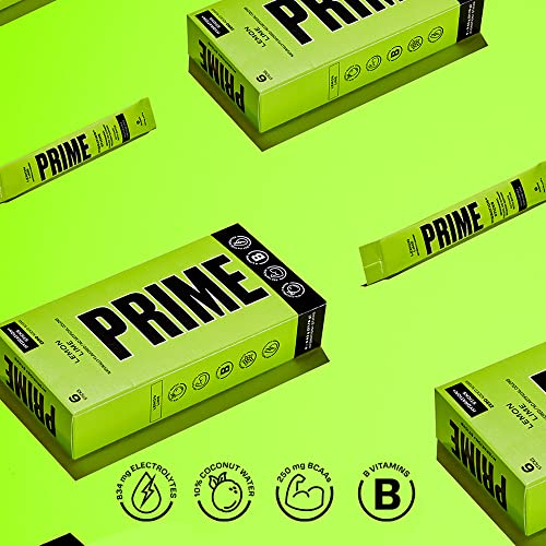 PRIME HYDRATION+ Sticks Blue Raspberry | Hydration Powder Single Serve Sticks | Electrolyte Powder On The Go | 250mg BCAAs, B Vitamins, Antioxidants | Low Sugar | Caffeine-Free | Vegan | 6 Sticks