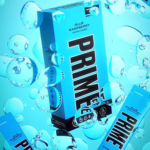 PRIME HYDRATION+ Sticks Blue Raspberry | Hydration Powder Single Serve Sticks | Electrolyte Powder On The Go | 250mg BCAAs, B Vitamins, Antioxidants | Low Sugar | Caffeine-Free | Vegan | 6 Sticks