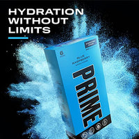 PRIME HYDRATION+ Sticks Blue Raspberry | Hydration Powder Single Serve Sticks | Electrolyte Powder On The Go | 250mg BCAAs, B Vitamins, Antioxidants | Low Sugar | Caffeine-Free | Vegan | 6 Sticks