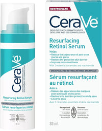 CeraVe Resurfacing RETINOL Serum For Face with niacinamide. Helps even skin tone, skin smoothness, post-acne marks & pore minimizer. Gentle, Fragrance-free, non-comedogenic, sensitive skin, 30ML