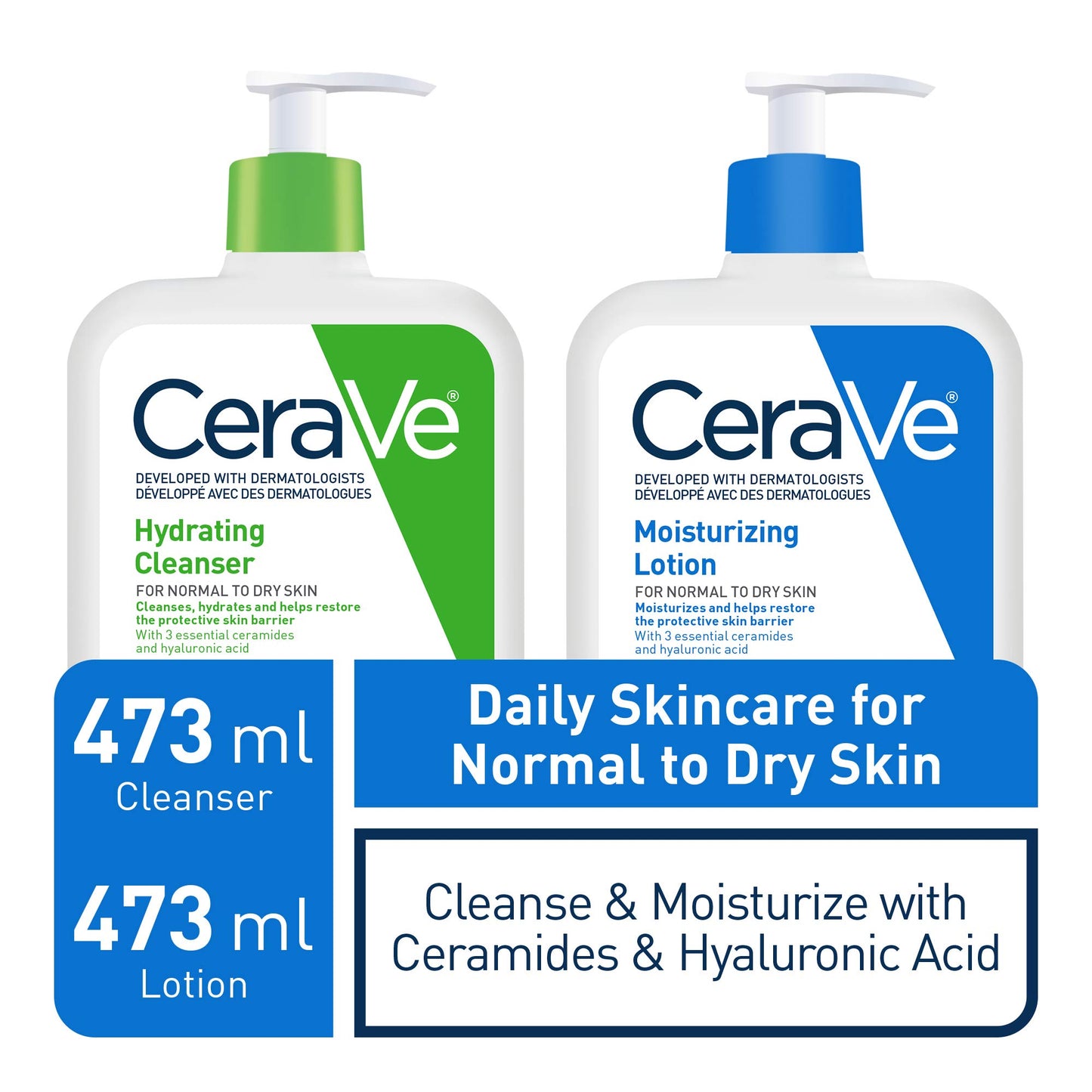 CeraVe Daily Moisturizing Lotion | Body Lotion for Women and Men + Face Moisturizer + Hand Cream with Hyaluronic Acid. For Dry Skin & Sensitive Skin, Fragrance-Free, Verified Product by CeraVe, 473 mL